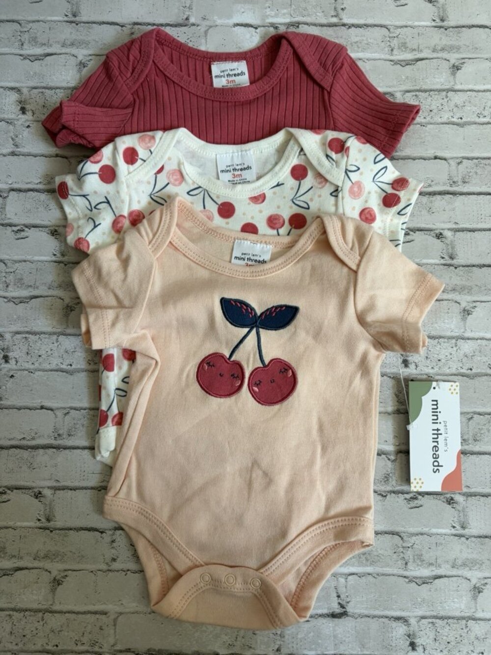 Petit Lem’s Mini Threads 3pk Girls One Piece Size 3mo NWT